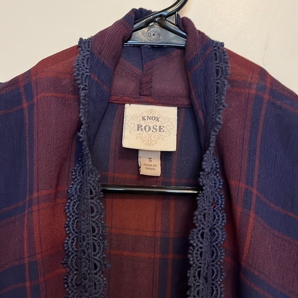 Knox Rose Navy & Maroon Shawl-wrap with sleeves Women’s size Small - Picture 2 of 7